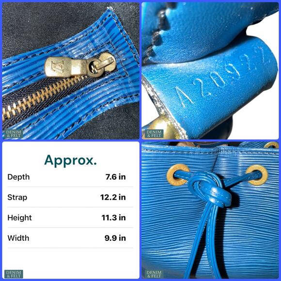 Louis Vuitton Toledo Blue Epi Noé Bucket Shoulder Bag Vintage Leather Drawstring - Picture 15 of 16